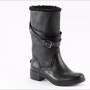 Coach Zena Leather Black Snow Mid-Calf Buckle Boot